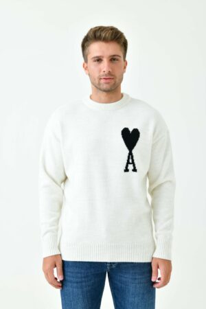 Ami Black Heart Oversized Logo Trui