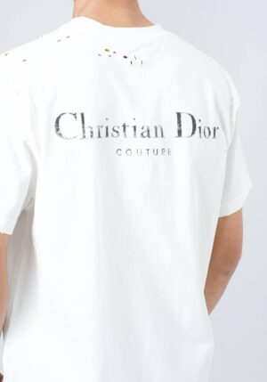 Christian Dior Logo Print Destroyed T-Shirt