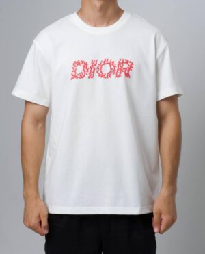 Christan Dior Logo Embroidered T-Shirt
