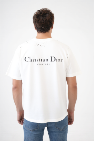 Christian Dior Logo Print Destroyed T-Shirt