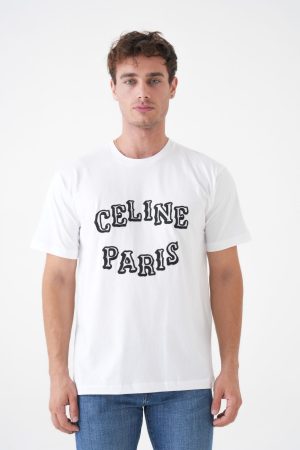 Celine Logo Embroidered T-Shirt