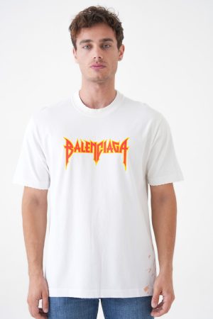 Balenciaga Vintage Metal Logo Print T-Shirt