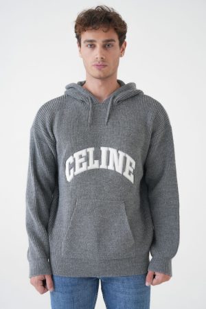 Celine Overfit Ribbed Wool Hoodie