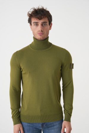 Stone Island Ghost 565FC Fijngebreide coltrui van wol