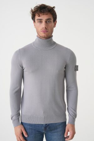 Stone Island Ghost 565FC Fijngebreide coltrui van wol