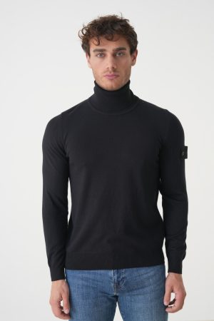 Stone Island Ghost 565FC Fijngebreide coltrui van wol