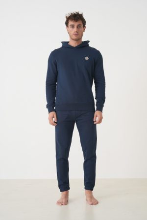 Moncler Logo Patch Cotton Hoodie + Logo patch cotton track pants jogging