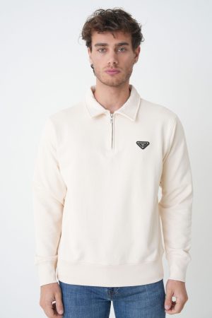 Prada 'Triangle Logo' Half-Zip Sweater