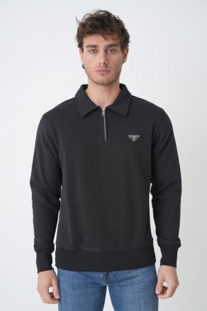 Prada 'Triangle Logo' Half-Zip Sweater