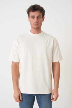 Ami Paris Heart Patch Embroidered T-Shirt