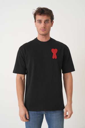 Ami Paris Heart Patch Embroidered T-Shirt