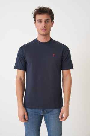 Ami Paris Red Heart Embroidered T-Shirt