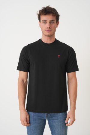 Ami Paris Red Heart Embroidered T-Shirt