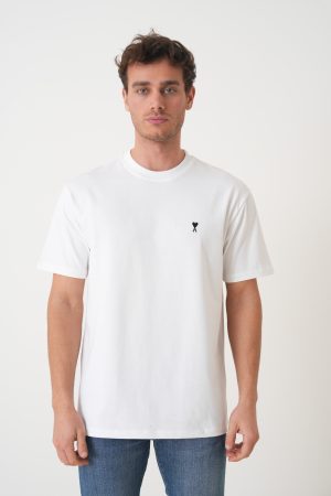 Ami Paris Black Heart Embroidered T-Shirt