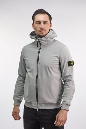 Stone Island Soft Shell Q100004 Light Hooded Jas Grijs
