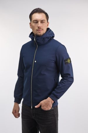 Stone Island Soft Shell Jas Q100004 Light Hooded Marineblauw