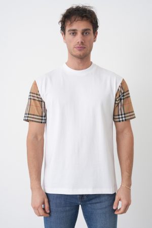Burberry 'Checked Sleeve' Detail T-Shirt