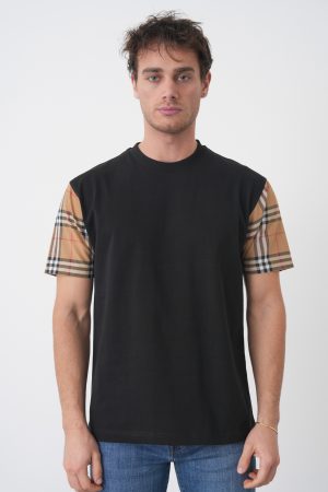 Burberry 'Checked Sleeve' Detail T-Shirt