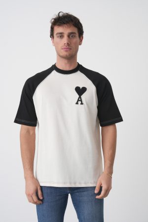 Ami Paris 'Two Tone Heart' Embroidered T-Shirt
