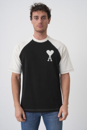 Ami Paris 'Two Tone Heart' Embroidered T-Shirt