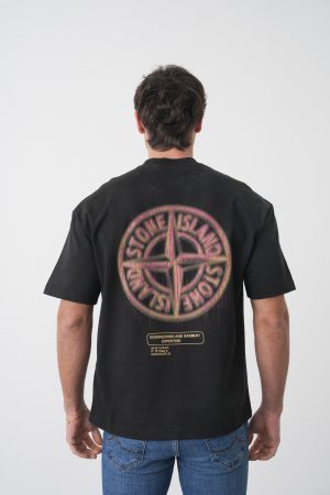 Stone Island 'Bleeding Compass' Washed Out Effect T-Shirt