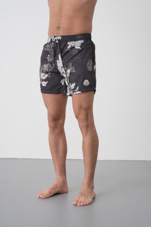 Moncler 'Floral' Print Logo Patch Zwembroek