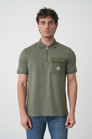 Moncler Logo Patch Zip-Up Polo Shirt