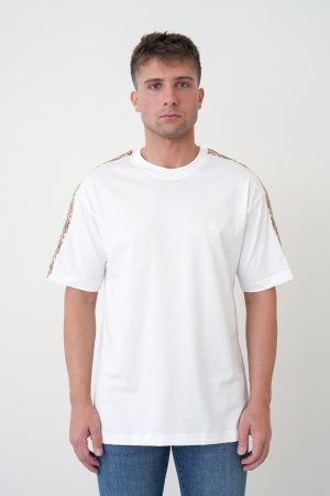 Burberry 'Check Trim' Logo Embroidered T-Shirt