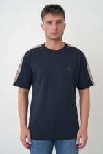 Burberry 'Check Trim' Logo Embroidered T-Shirt