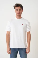 Ami Paris 'Red Heart' Embroidered T-Shirt