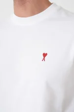 Ami Paris 'Red Heart' Embroidered T-Shirt - Afbeelding 5