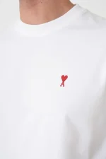 Ami Paris 'Red Heart' Embroidered T-Shirt - Afbeelding 5