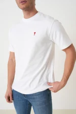 Ami Paris 'Red Heart' Embroidered T-Shirt - Afbeelding 6