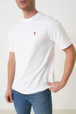 Ami Paris 'Red Heart' Embroidered T-Shirt - Afbeelding 6