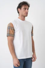 Burberry 'Checked Sleeve' T-Shirt - Afbeelding 4