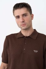 Prada 'Mesh-Knit' Logo Embroidered Polo Shirt - Afbeelding 6