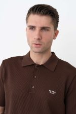 Prada 'Mesh-Knit' Logo Embroidered Polo Shirt - Afbeelding 8