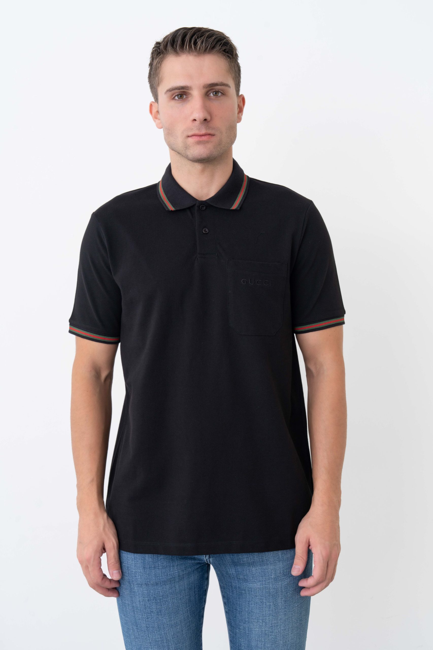 cekim (640) Gucci 'Chest Pocket' Logo Embroidered Polo Shirt - Afbeelding 1