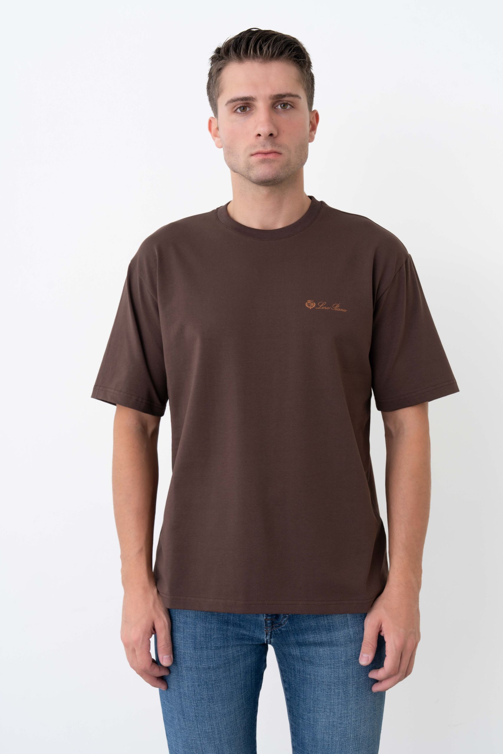 cekim (744) Loro Piana Logo Print Classic T-Shirt - Afbeelding 1