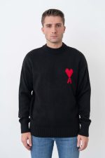 Ami De Coeur 'Red Heart' Detail Crewneck Trui