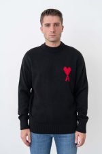Ami De Coeur 'Red Heart' Detail Crewneck Trui