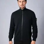 Stone Island 526D8 ribgebreid vest met opstaande kraag
