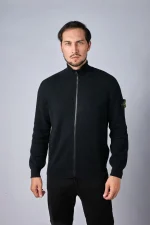 Stone Island 526D8 ribgebreid vest met opstaande kraag