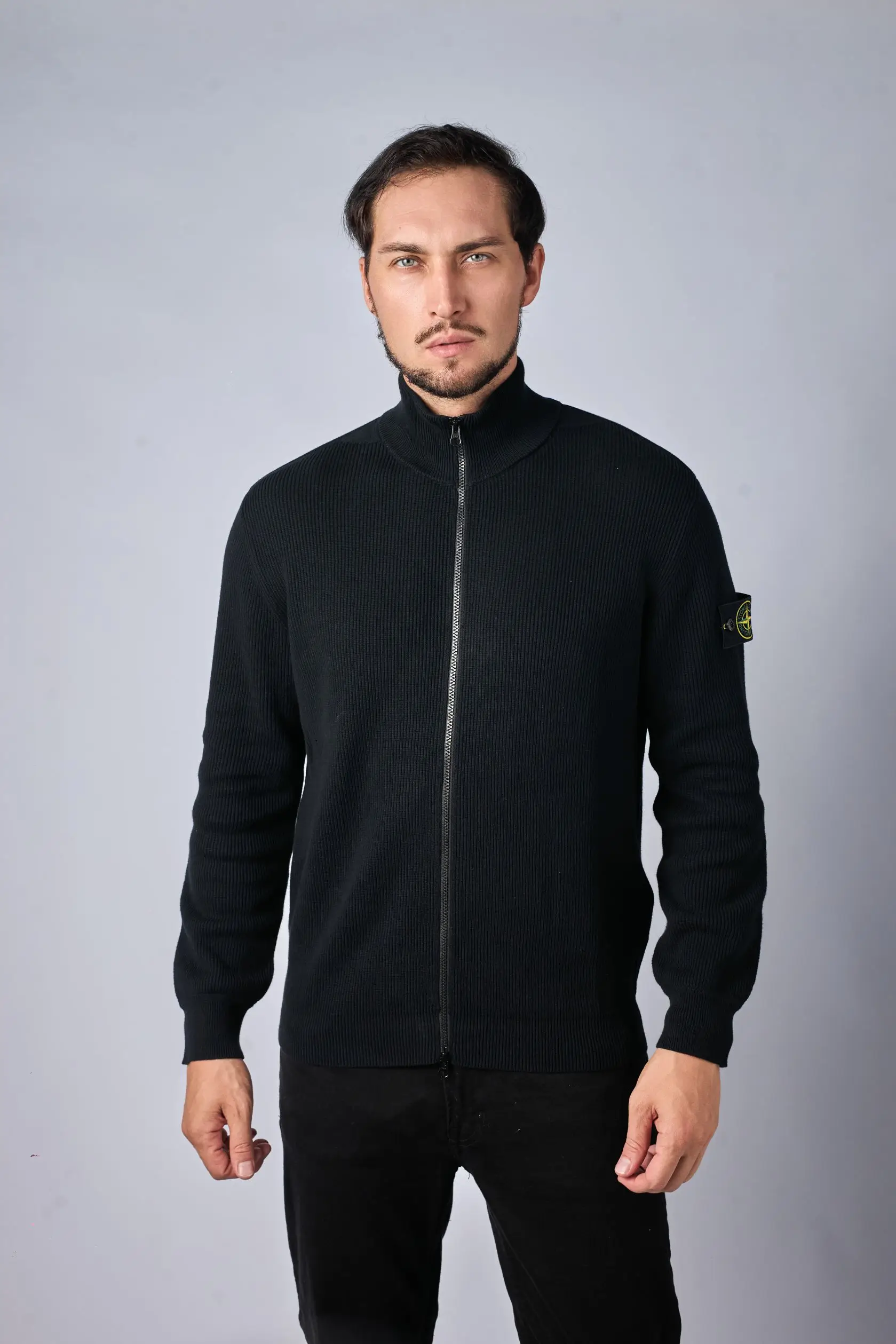 kurtki4227 Stone Island 526D8 ribgebreid vest met opstaande kraag - Afbeelding 1