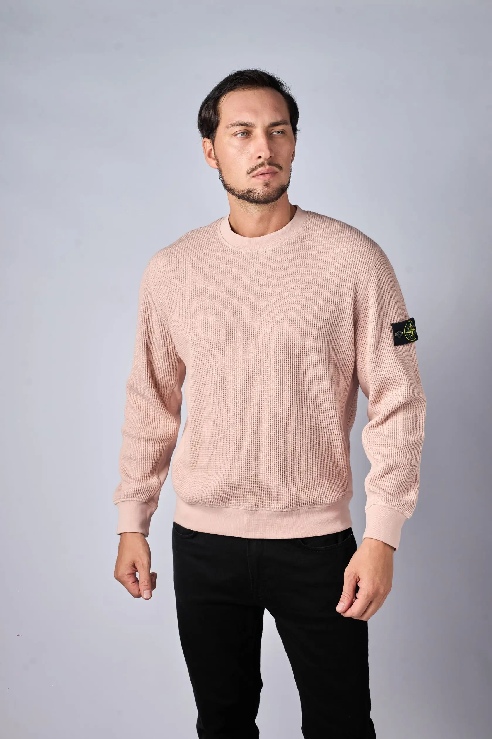 kurtki4242 Stone Island Organic Cotton Waffle Fleece Crewneck Sweater - Afbeelding 1
