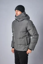 Canada Goose MacMillan Parka Grijs/Zwart Logo — 100% Ganzendons
