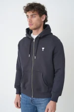 Ami Paris 'White Heart' Embroidered Zipped Hoodie - Afbeelding 3