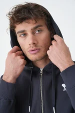 Ami Paris 'White Heart' Embroidered Zipped Hoodie - Afbeelding 7