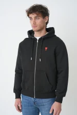 Ami Paris 'Red Heart' Embroidered Zipped Hoodie - Afbeelding 3