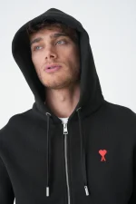Ami Paris 'Red Heart' Embroidered Zipped Hoodie - Afbeelding 9